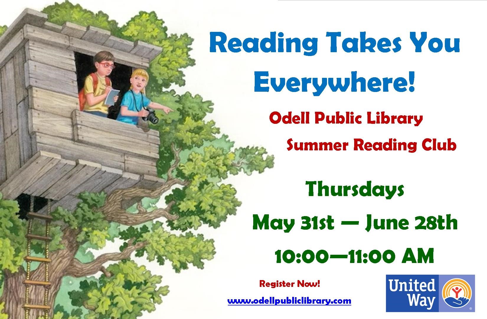 Odell Summer Reading Club May 31 to June 28