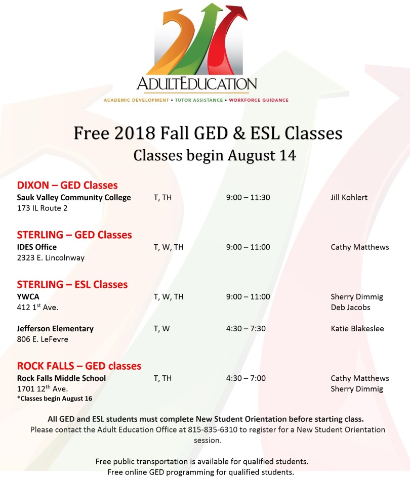 Fall 2018 Classes at Sauk Valley College