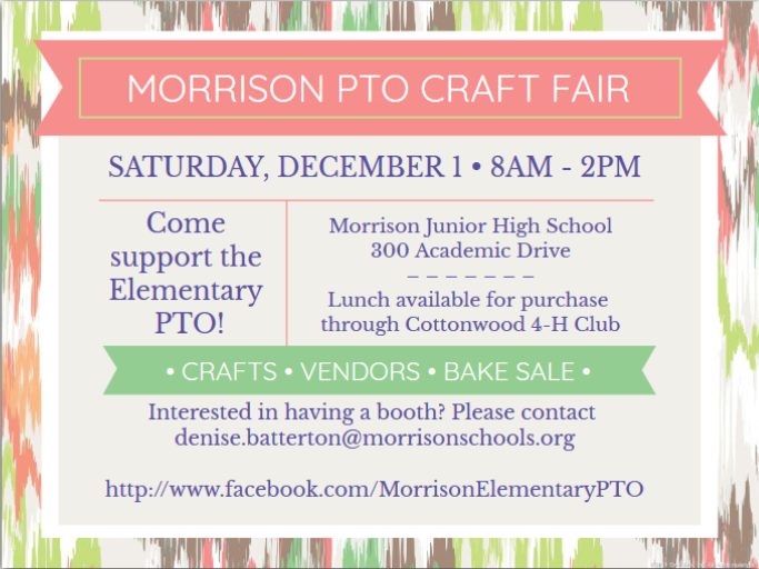 December 1 Craft and Vendor Fair