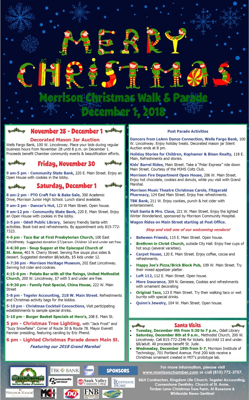 Morrison 2018 Christmas Walk Schedule